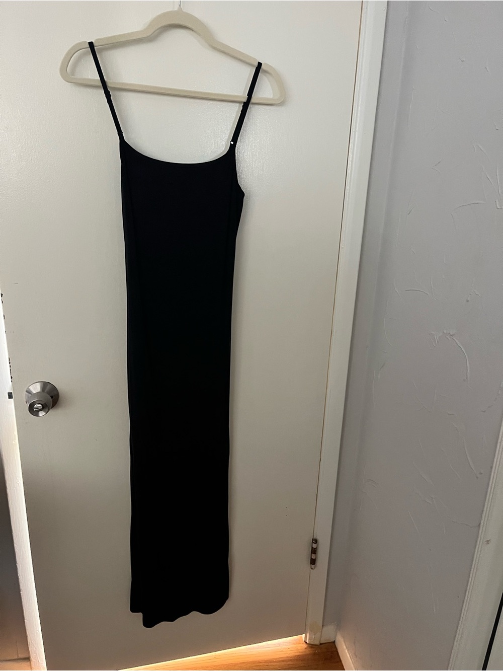 Babaton Black Maxi Slip Dress with Thin Straps